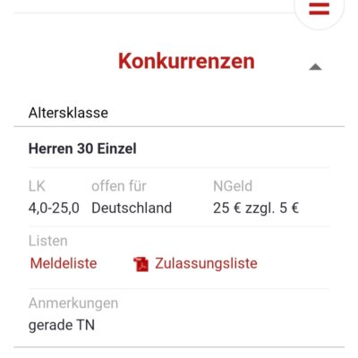 Konkurrenzen Turnier