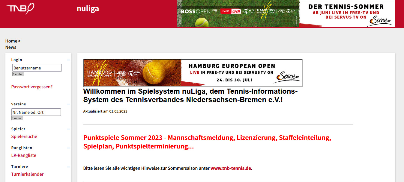 nuLiga TNB Webseite