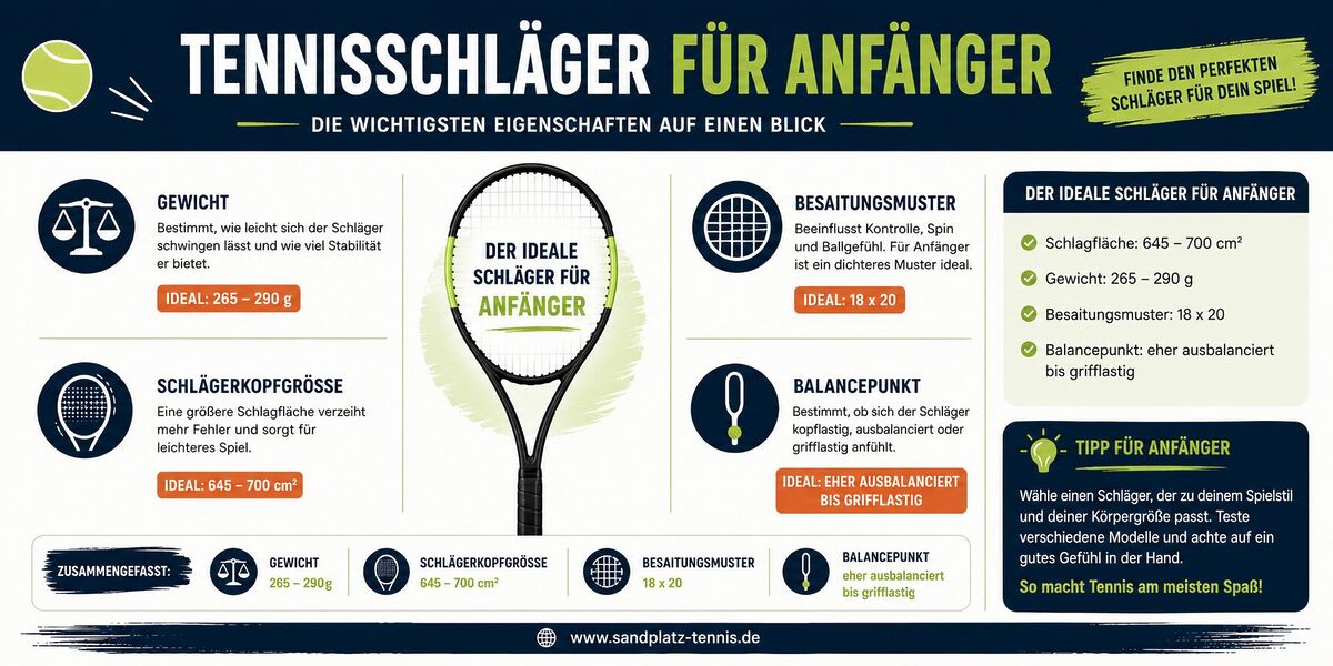 Infografik zu den besten Tennisschläger für Anfänger